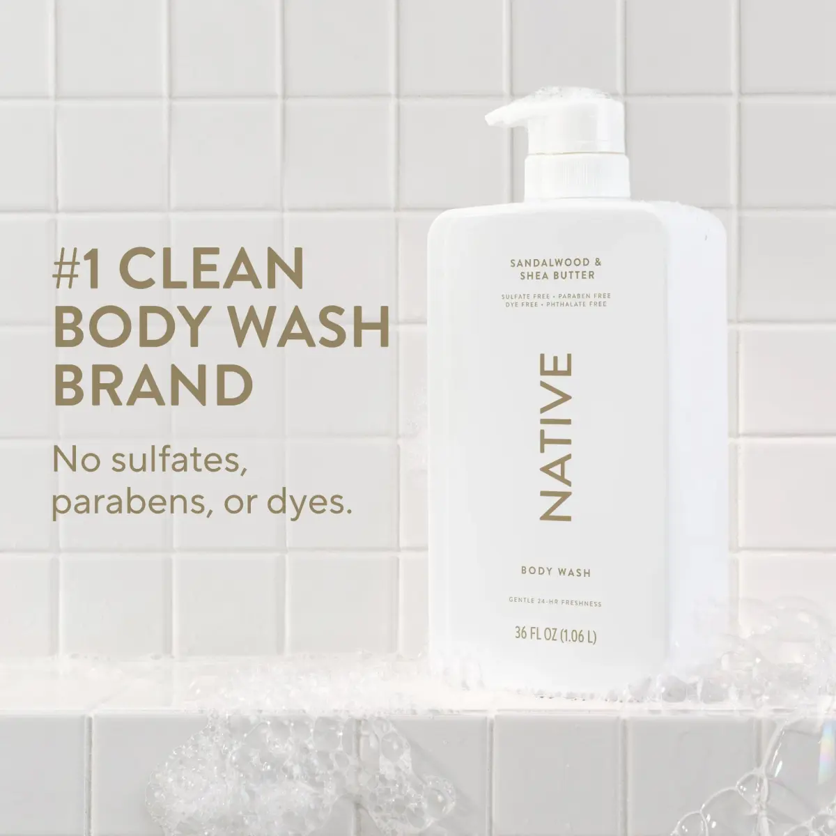 Native Sandalwood & Shea Butter Body Wash 1014ml (36 Fl Oz) | Gentle pH-Balanced for Sensitive Skin - view 2