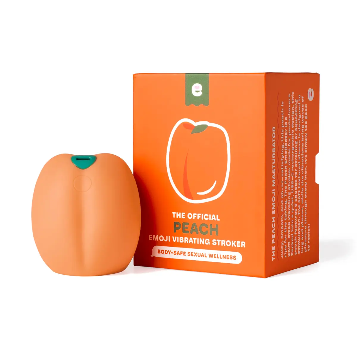 Emojibator Peach Personal Massager for Men | Waterproof, 5 Speeds, Body-Safe Silicone, USB Rechargeable - main product image