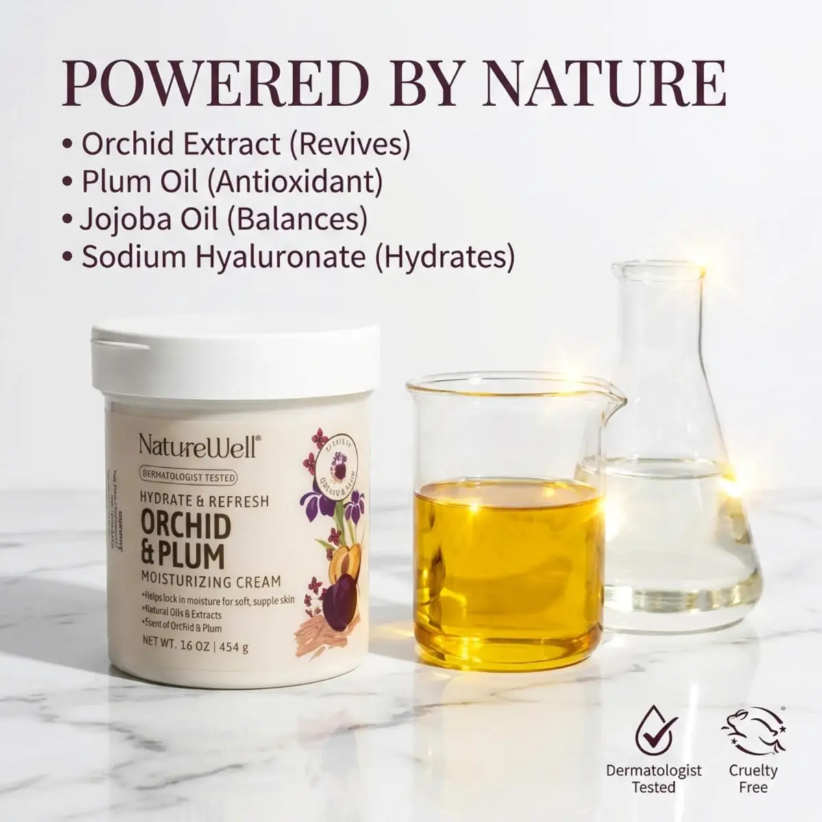 NATURE WELL Orchid & Plum Body Cream 473ml (16 Oz) | Dermatologist Tested Hydration - view 4