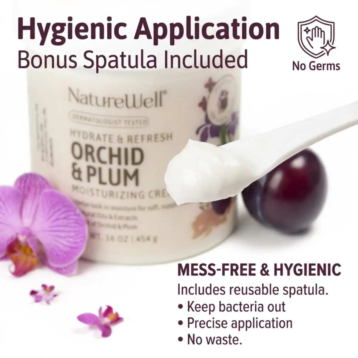 NATURE WELL Orchid & Plum Body Cream 473ml (16 Oz) | Dermatologist Tested Hydration - view 6