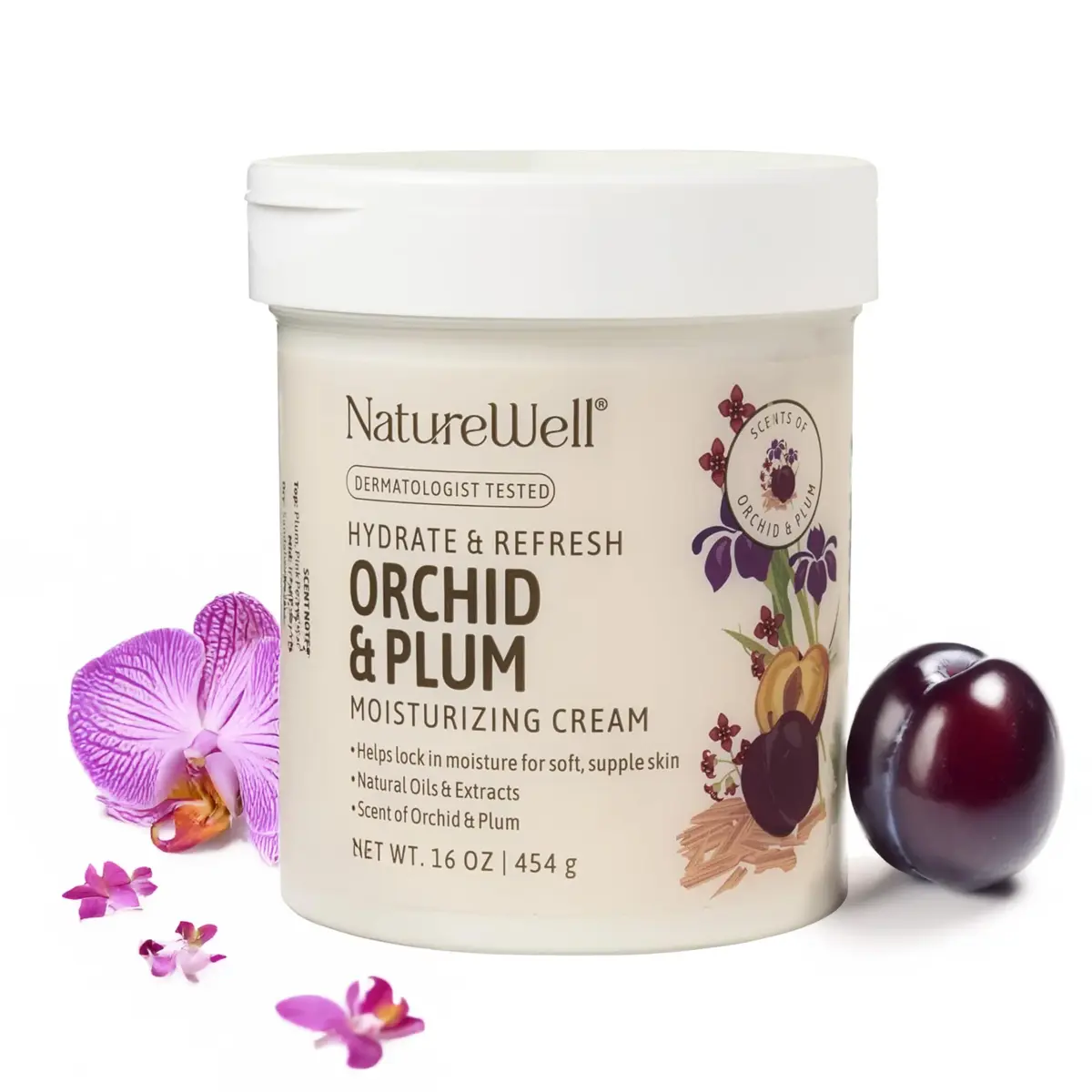 NATURE WELL Orchid & Plum Body Cream 473ml (16 Oz) | Dermatologist Tested Hydration - main product image