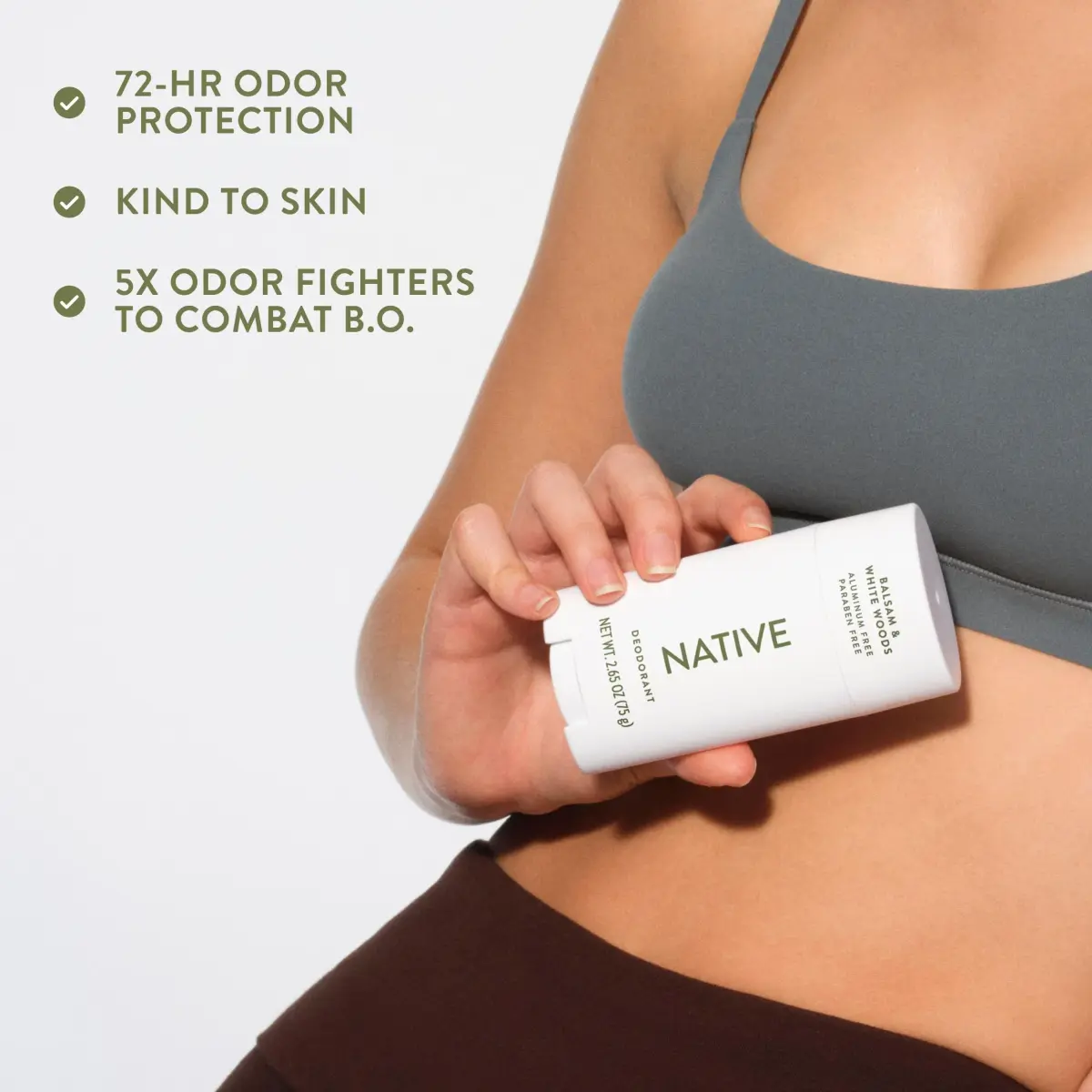 Native Balsam & White Woods Natural Deodorant Stick 78.7ml (2.65oz) | 72-Hour Odor Control - view 7