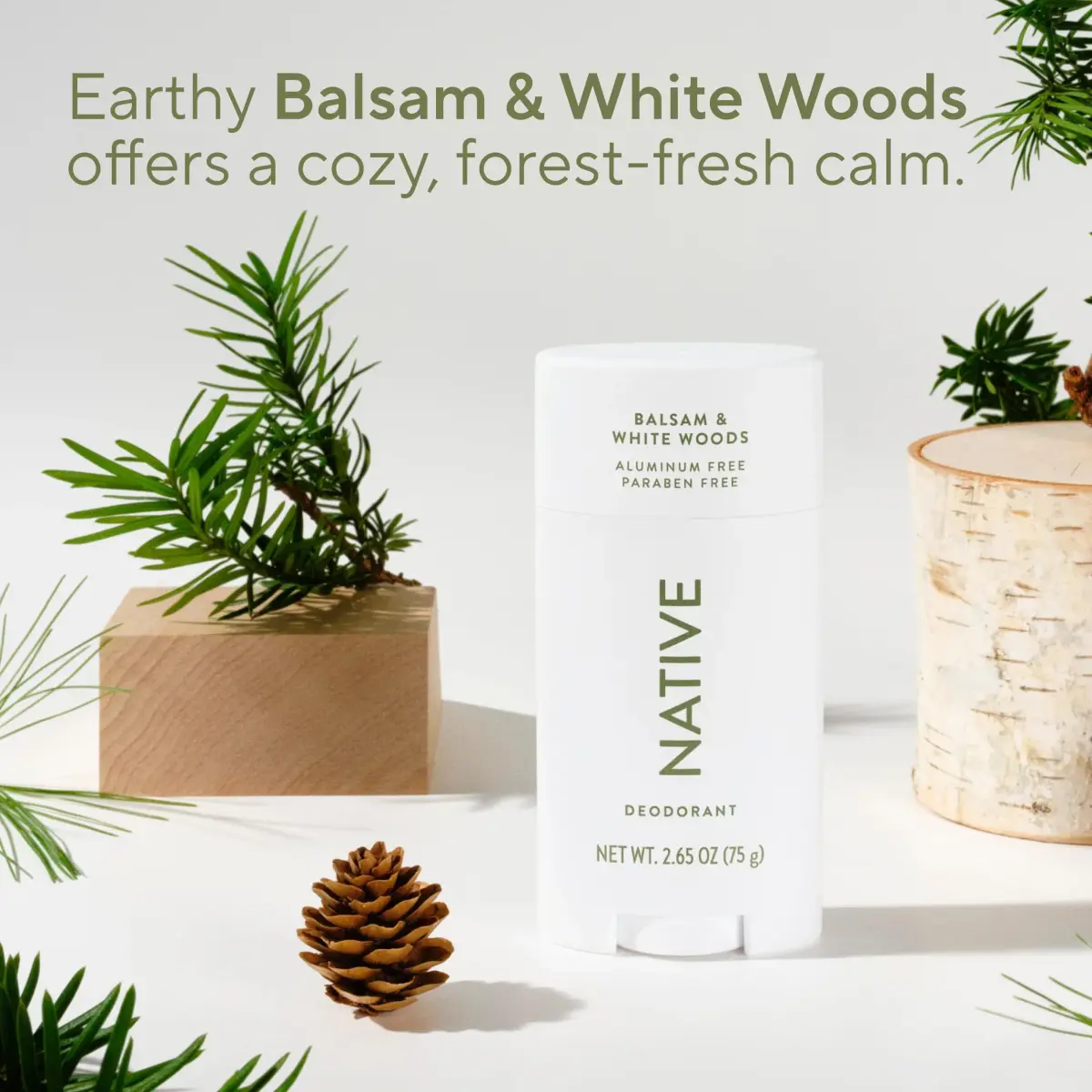 Native Balsam & White Woods Natural Deodorant Stick 78.7ml (2.65oz) | 72-Hour Odor Control - view 4