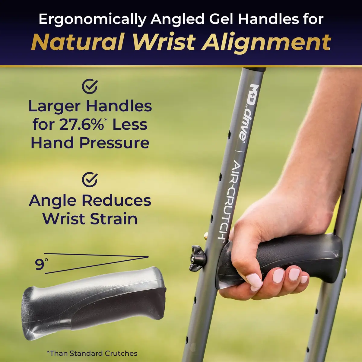 MD by DRIVE Air-Crutch Lightweight Walking Crutch 300-lb Capacity Black | Unmatched Comfort & Stability - view 6