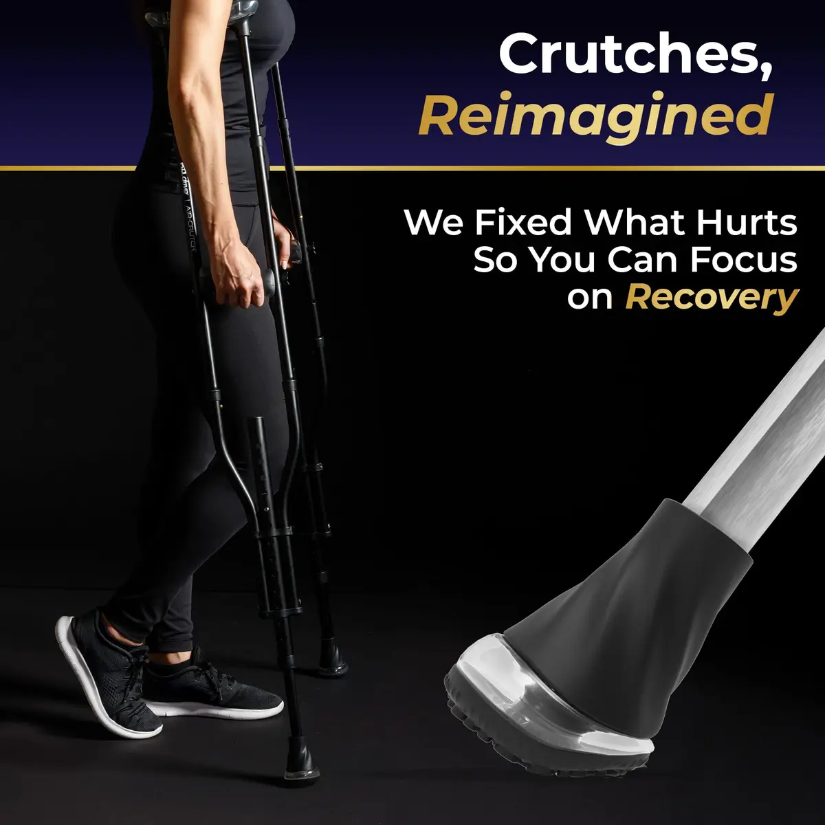 MD by DRIVE Air-Crutch Lightweight Walking Crutch 300-lb Capacity Black | Unmatched Comfort & Stability - view 7