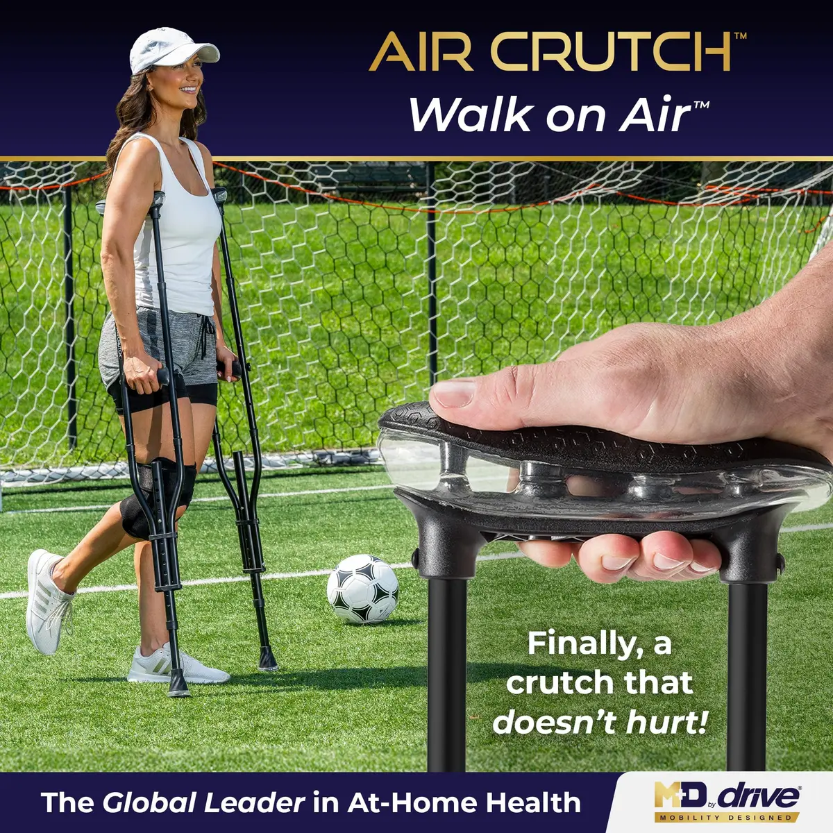 MD by DRIVE Air-Crutch Lightweight Walking Crutch 300-lb Capacity Black | Unmatched Comfort & Stability - view 2