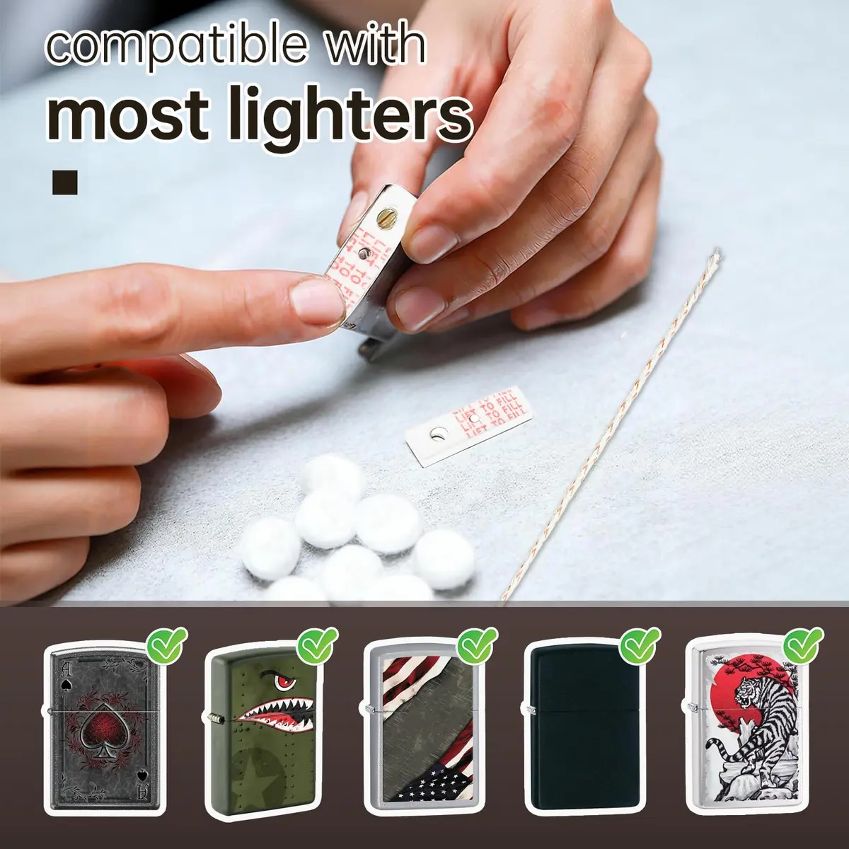 MEIJIAYOU Mechanical Lighter Replacement Kit | Compatible with Zippo, Cotton & Wick, 2 Pack - view 7