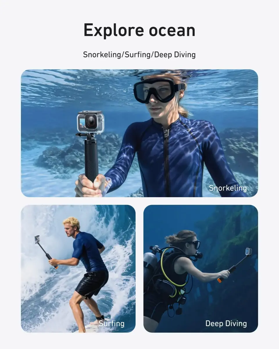 TELESIN Waterproof Case Combo for DJI Action 6 with Floating Stick | 60m Deep Diving Scuba Snorkeling Housing - view 3