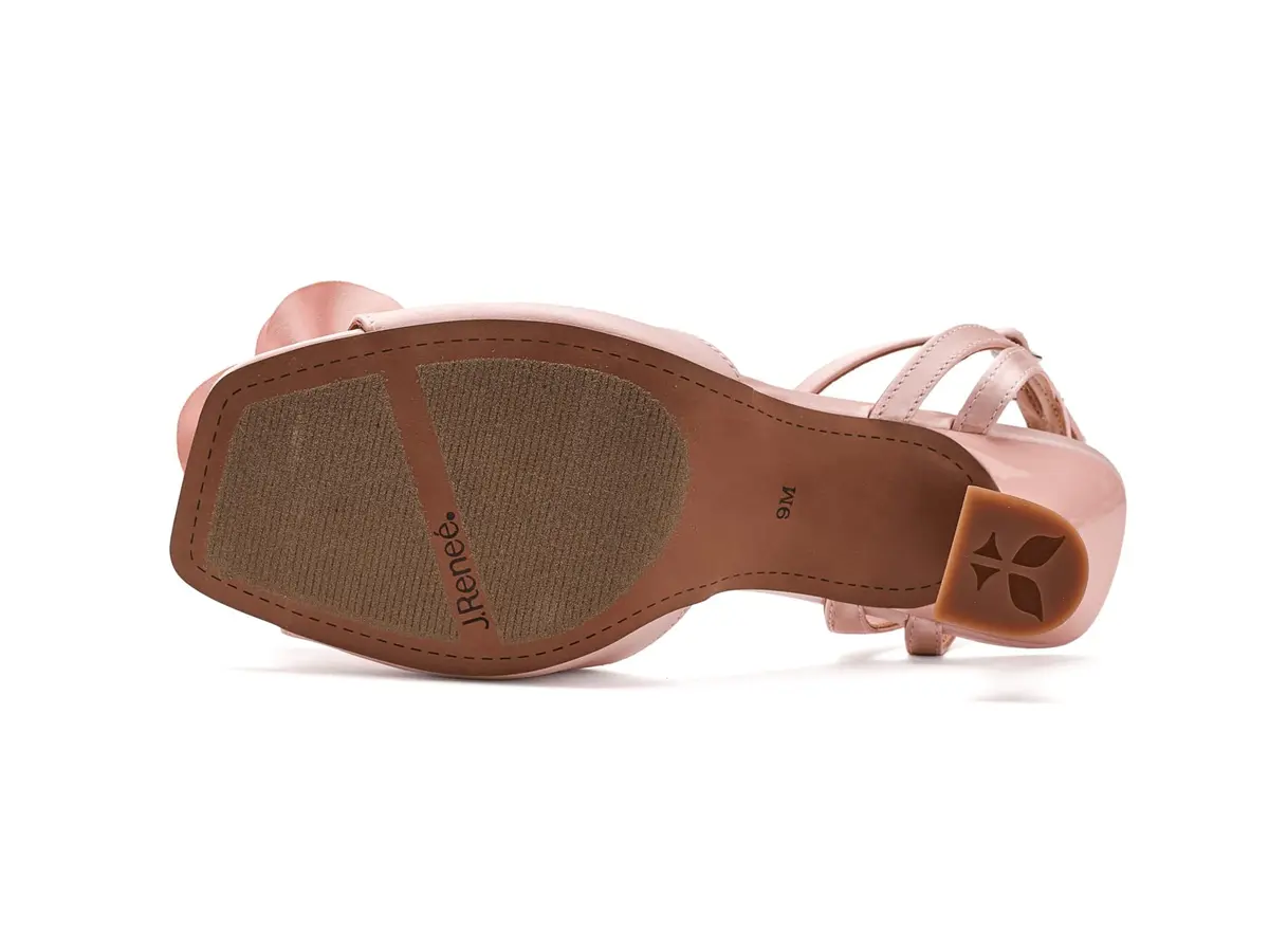 J. Reneé Pomeline Ankle Strap Sandals Light Pink 12 Medium | 3 Inch Heel, Satin Fabric, Square Toe - view 5