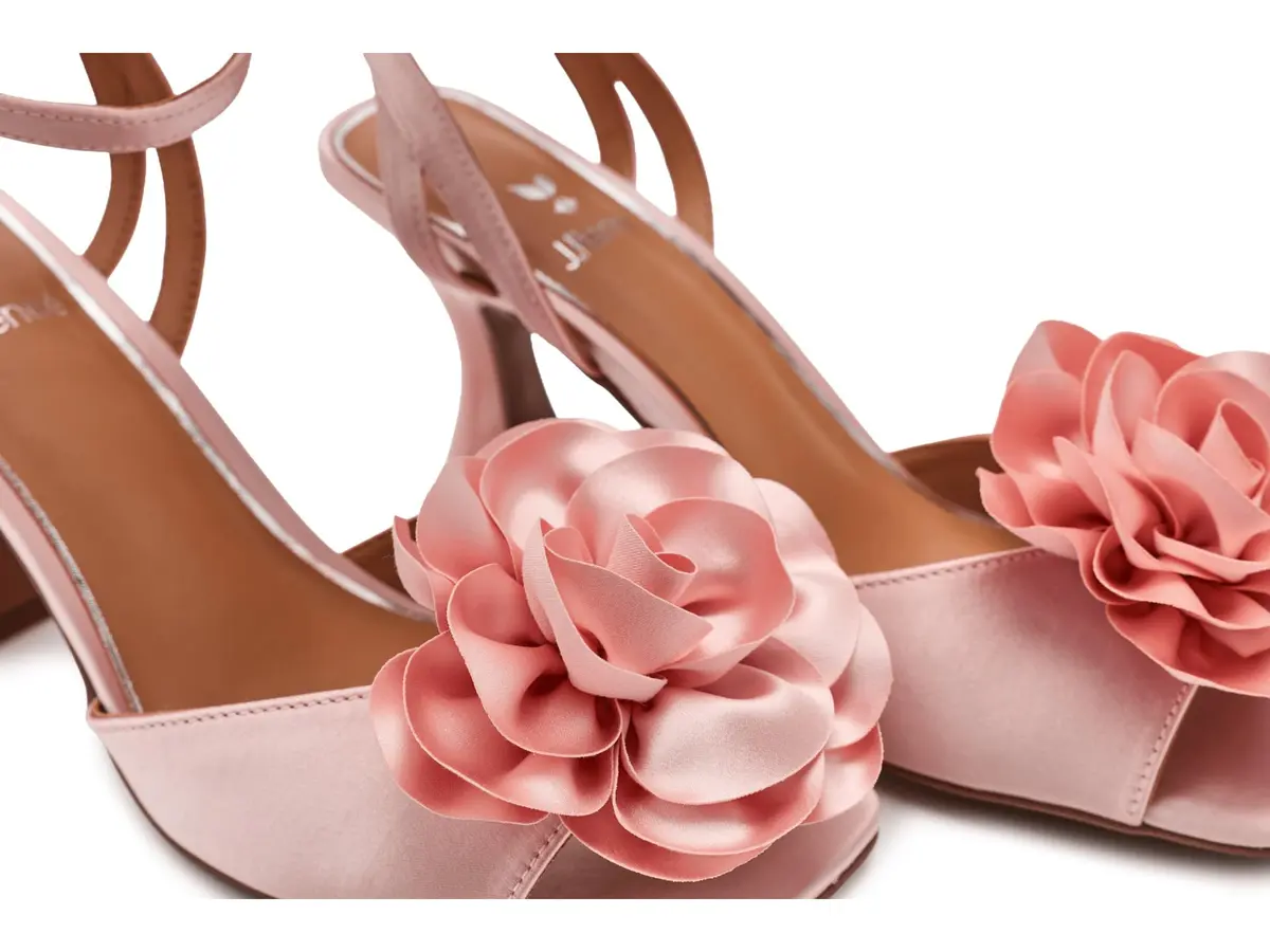 J. Reneé Pomeline Ankle Strap Sandals Light Pink 12 Medium | 3 Inch Heel, Satin Fabric, Square Toe - view 6