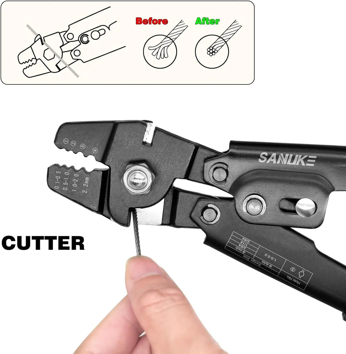 Sanuke Wire Rope Crimping Kit with 656ft 1/16" 304 Stainless Steel Cable, Aluminum Crimp Sleeves & Thimbles - view 7