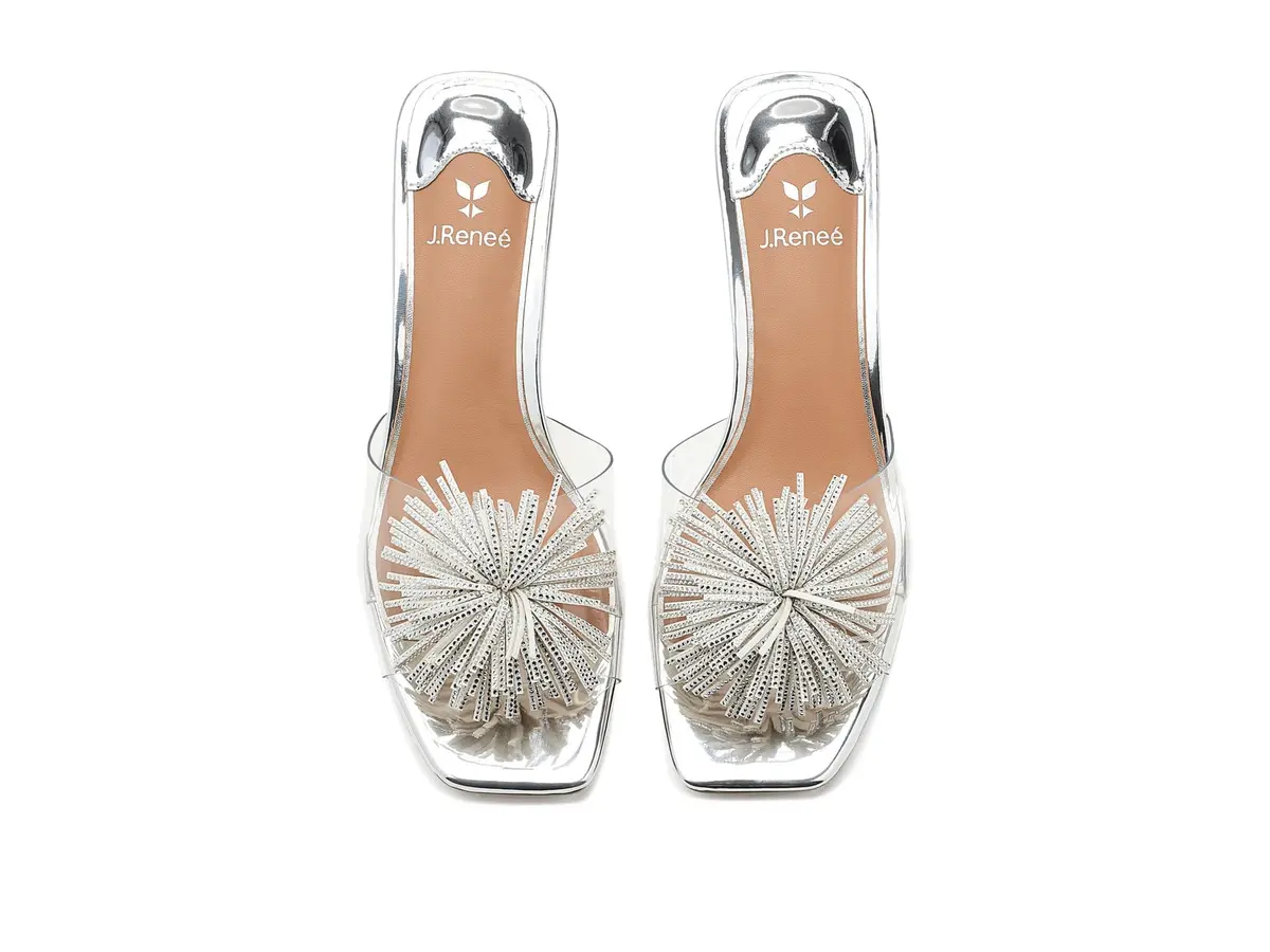 J.Reneé Ozara Slip On Sandals 12 Wide | Synthetic Vinyl, 1.75 Inch Heel - view 3