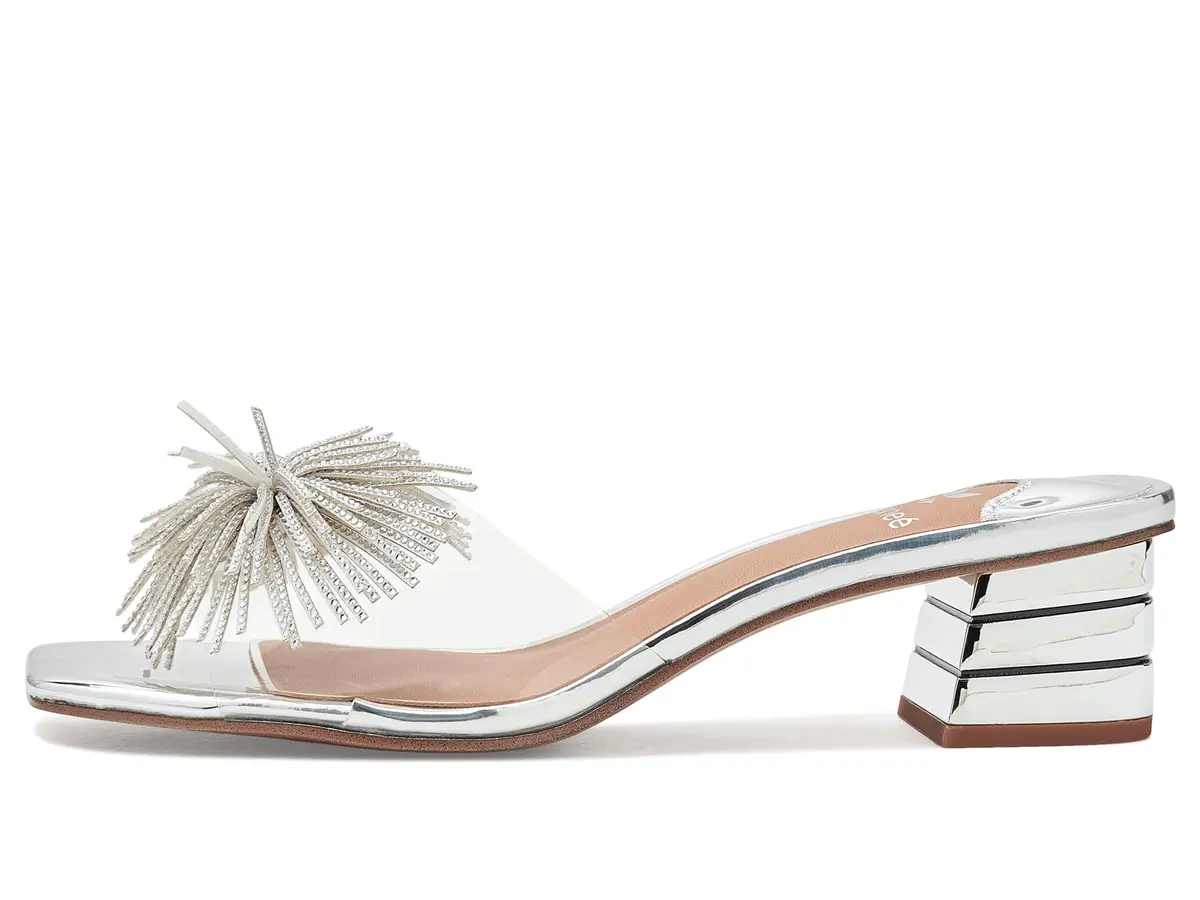 J. Reneé Ozara Slip On Sandals 10 Medium | Clear/Silver Heeled Slip-Ons for Women - view 5