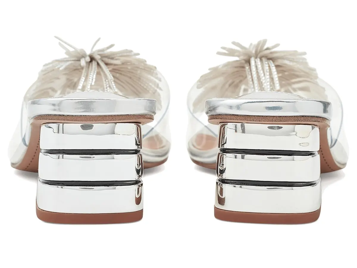 J. Reneé Ozara Slip On Sandals 10 Medium | Clear/Silver Heeled Slip-Ons for Women - view 7