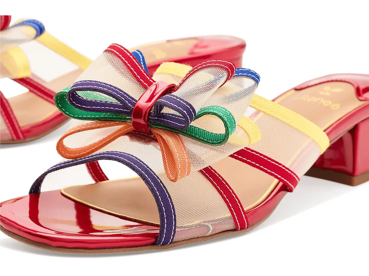 J.Reneé Finola Slip-On Sandals 7.5 Medium | Bright Multi Mesh Square Toe with 1.5 Inch Block Heel - view 6
