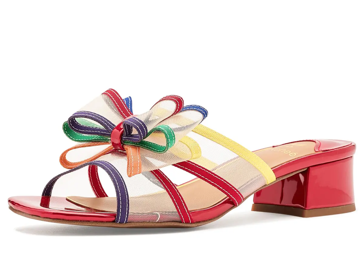 J.Reneé Finola Slip-On Sandals 7.5 Medium | Bright Multi Mesh Square Toe with 1.5 Inch Block Heel - main product image
