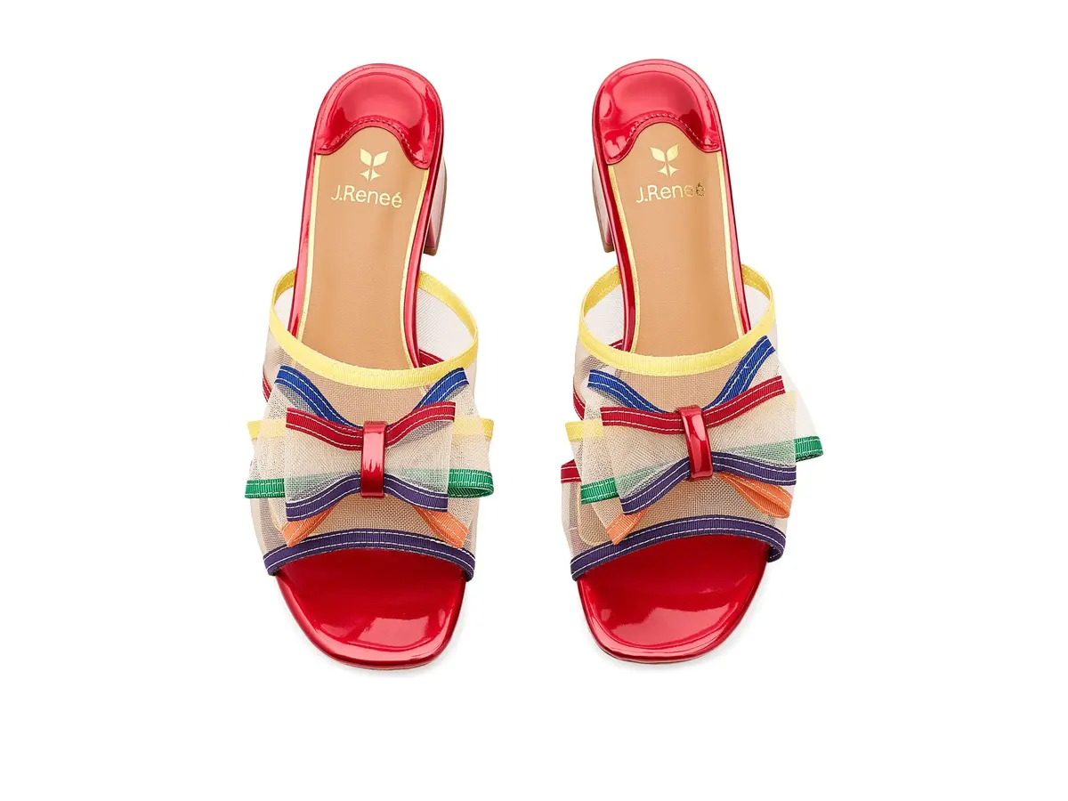 J.Reneé Finola Slip-On Sandals 8 Medium Bright Multi | 1.5 inch Block Heel, Mesh & Foam Support - view 2