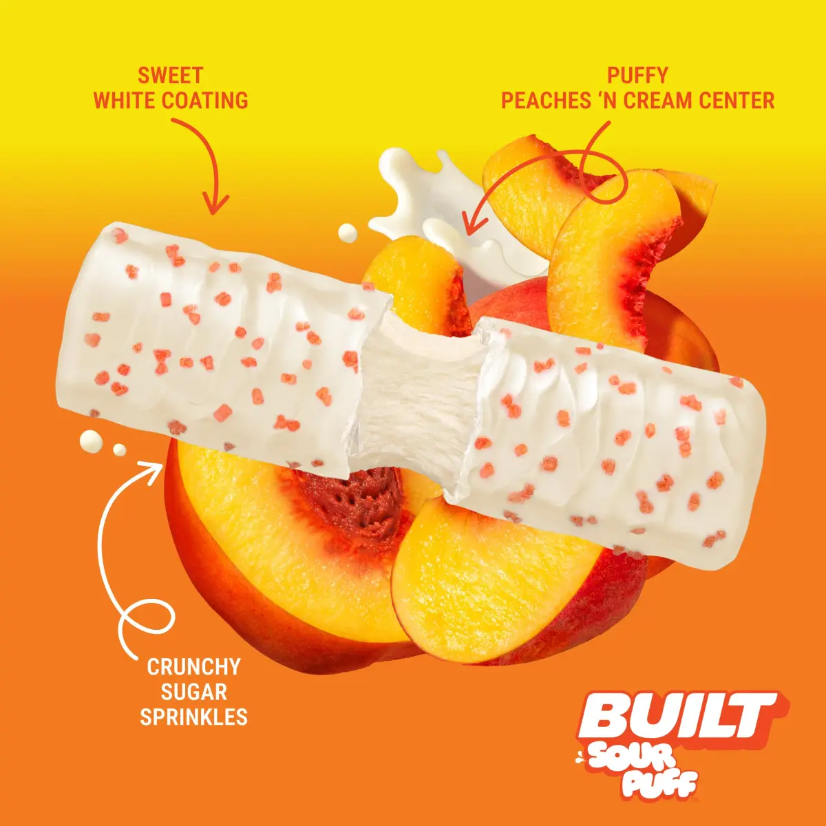 Built Bar Sour Puff Protein Bar Sweet Peach Punch 16g Protein 12 Bars | High Protein Snack Bar - view 2