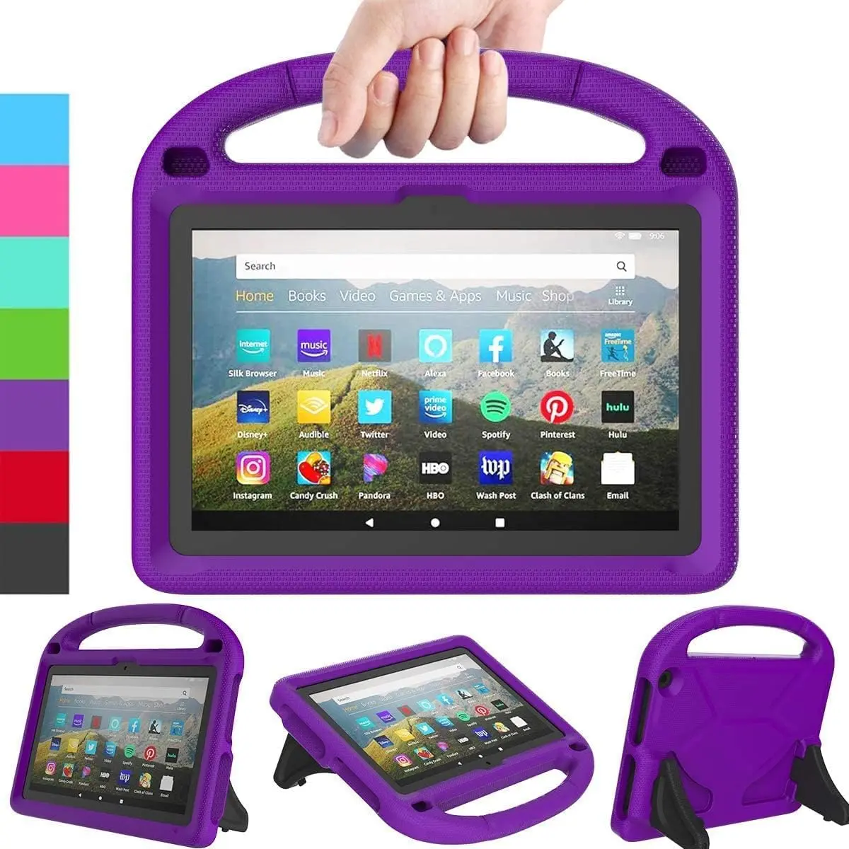 DICEKOO Kid Case for 10-inch Tablet 2021/2023 Release, Purple | Lightweight Shockproof Cover with Stand - main product image