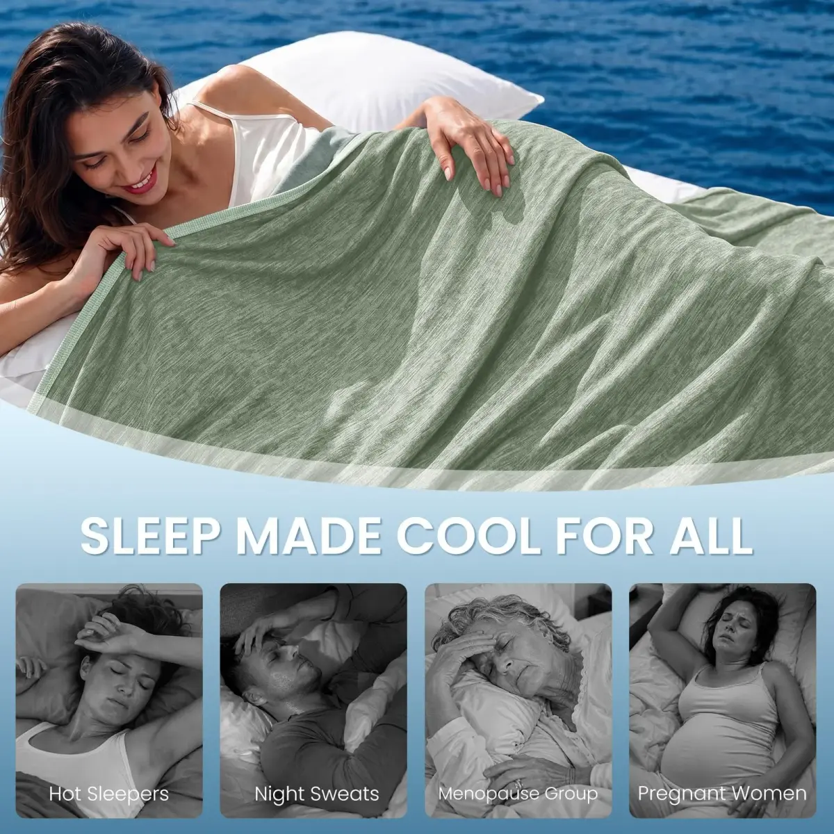 Topcee Cooling Blanket 2.27 kg (5 lb) Queen Size 90"x90" | Breathable Fabric for Hot Sleepers - view 4