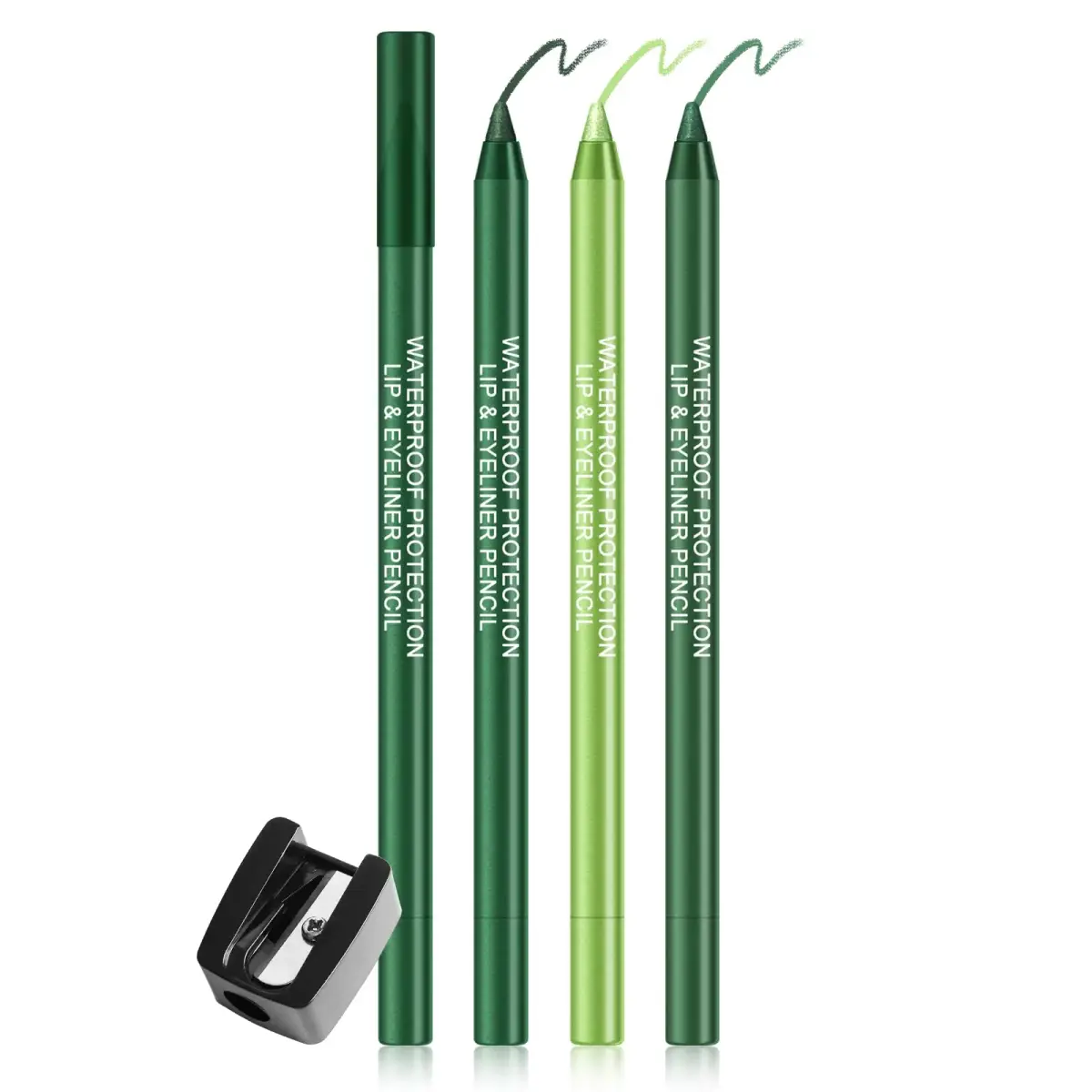 Ownest Shimmer Green Gel Eyeliner Pen Set | 3 Colors, Waterproof, Includes Sharpener - main product image