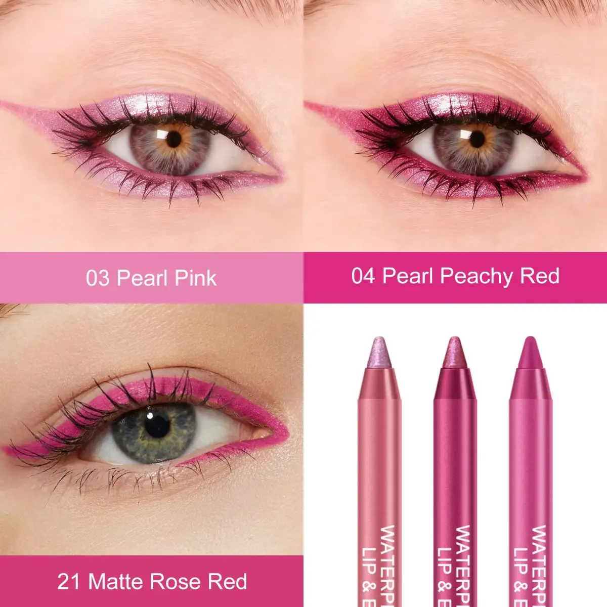 Ownest 3 Colors Gel Eyeliner Pencil Kit | Matte & Shimmer Pink Eyeliner for Women - view 2