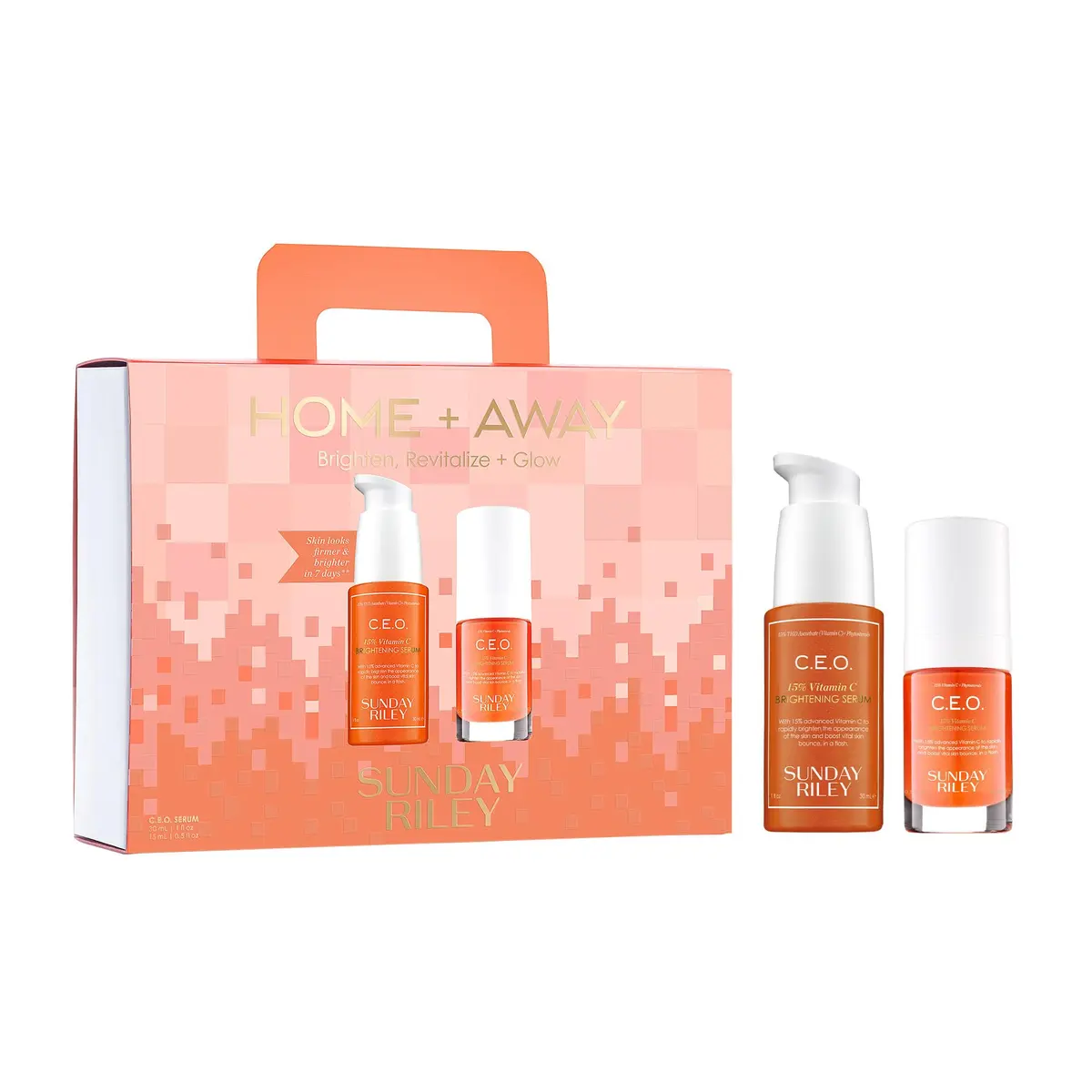 Sunday Riley Home + Away Brighten, Revitalize + Glow Set | Vitamin C Serum & Face Kit for Radiance (70-120 chars) - main product image