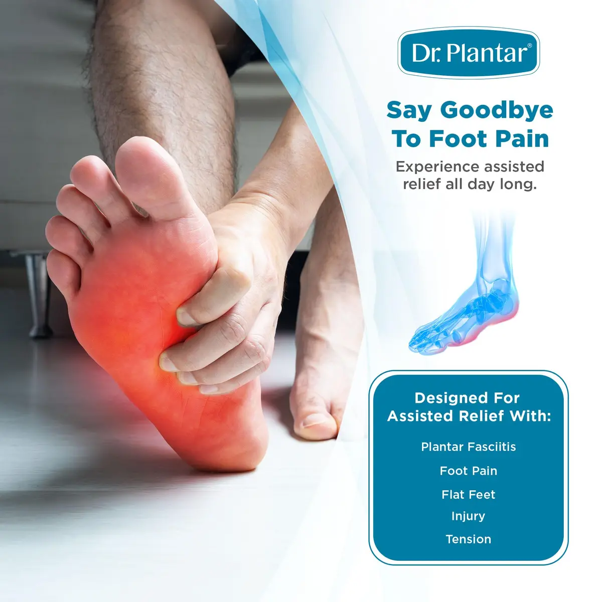 Dr. Plantar Insoles for Men | Arch Support, Heel Cushion, Memory Foam, Gel Stabilizers, Sizes 8-12 - view 7