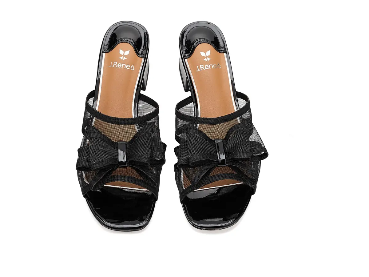 J. Reneé Finola Slip-On Sandals 7 M | Mesh Square Toe, 1.5 inch Block Heel, Black - view 3