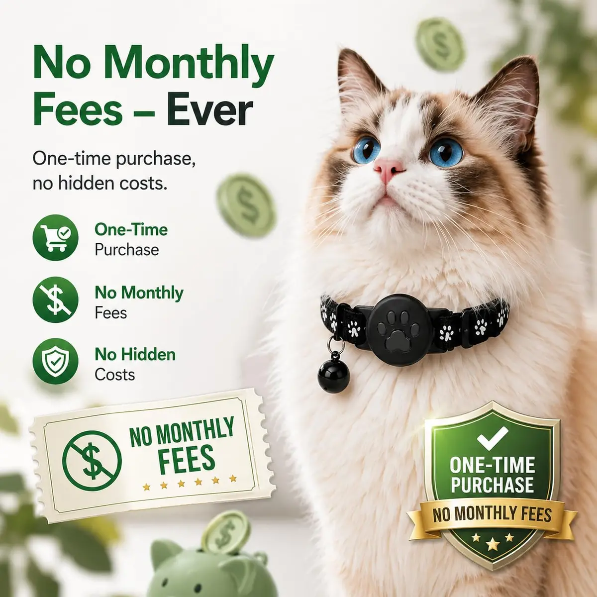 JNLIK GPS Cat Collar Tracker (Android Only) with Google Find My - Waterproof, No Monthly Fee, Black - view 5