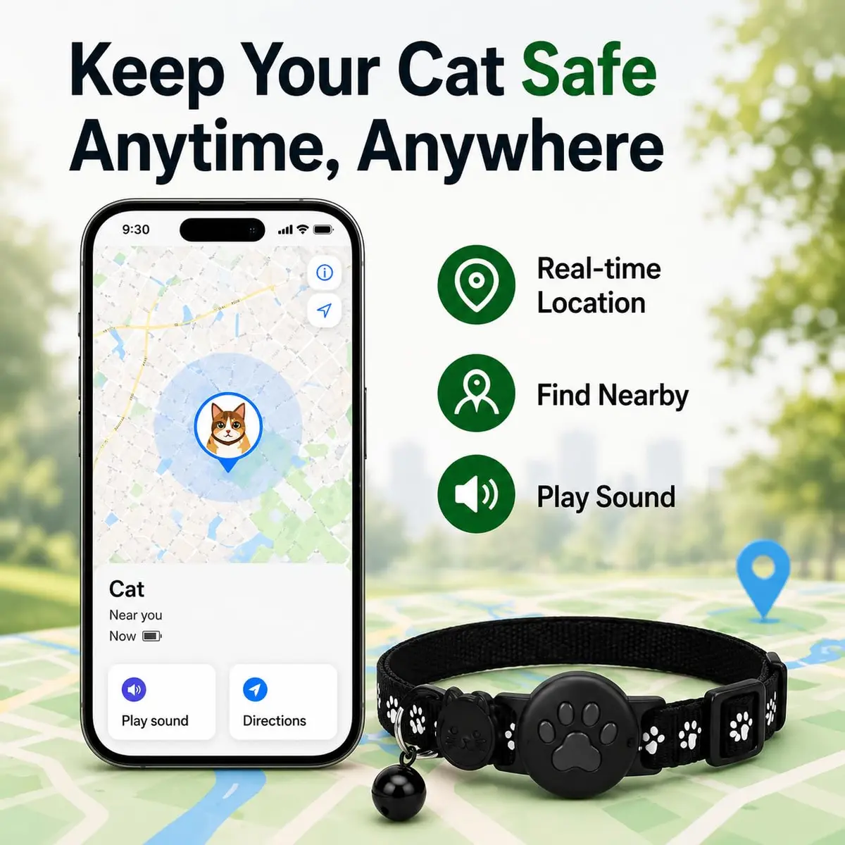 JNLIK GPS Cat Collar Tracker (Android Only) with Google Find My - Waterproof, No Monthly Fee, Black - view 8