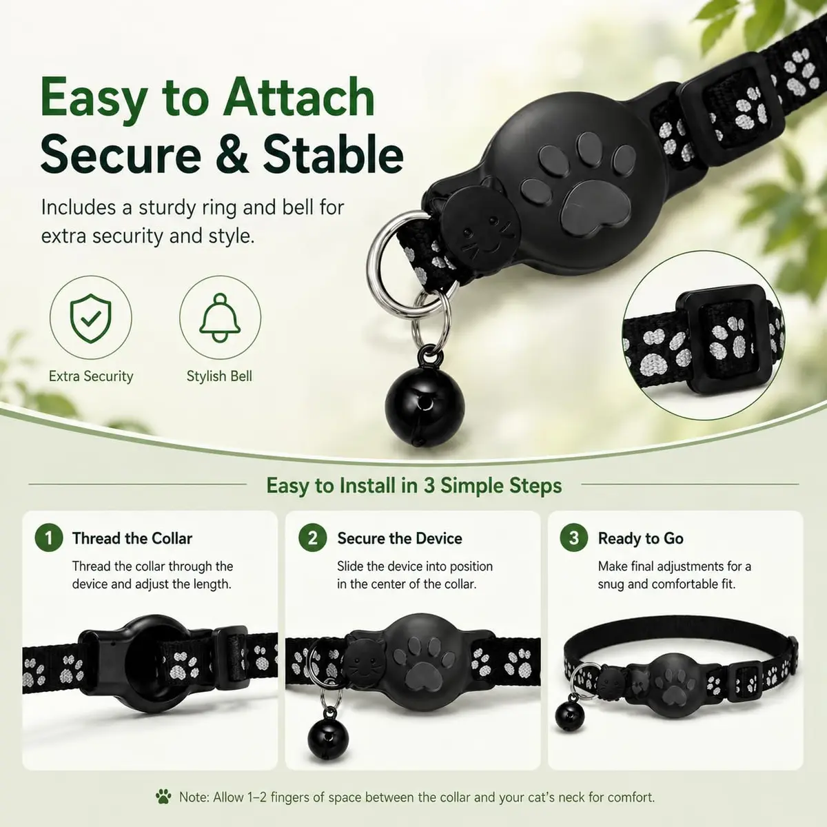 JNLIK GPS Cat Collar Tracker (Android Only) with Google Find My - Waterproof, No Monthly Fee, Black - view 9