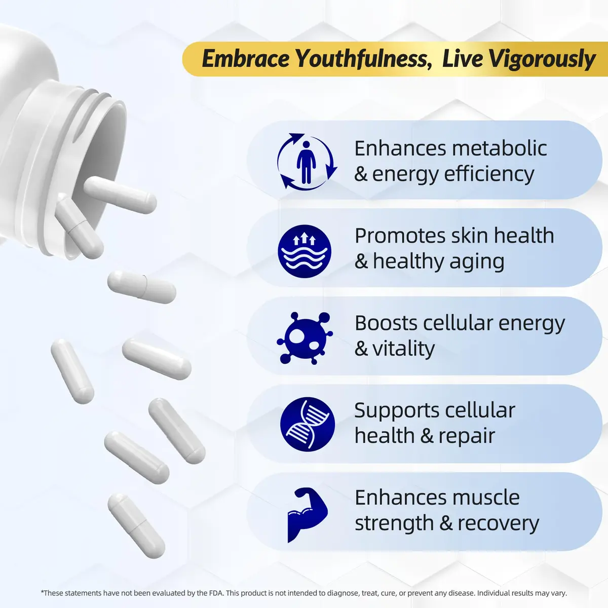 I LOVE HEALTH NMN 500MG Per Capsule – High Purity 99.9% NAD+ Support for Cellular Energy & Aging, 60 Capsules - view 6