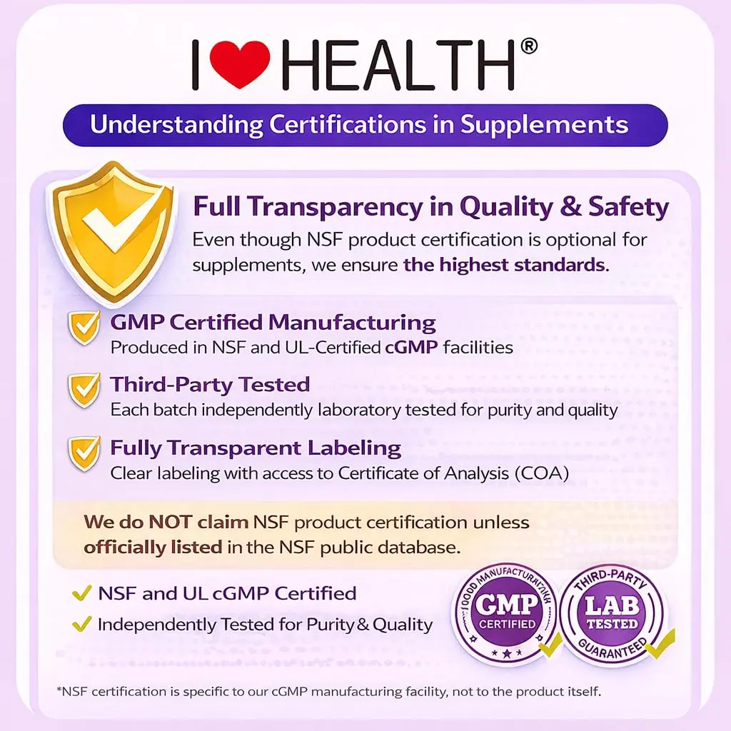 I LOVE HEALTH NMN 500MG Per Capsule – High Purity 99.9% NAD+ Support for Cellular Energy & Aging, 60 Capsules - view 4