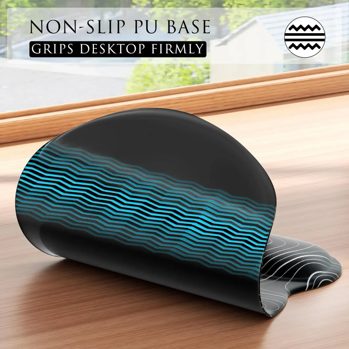 MROCO Ergonomic Gel Wrist Rest Mouse Pad Black Topographic 9.4 x 8.1 in | Smooth Lycra Surface for Precise Control - view 5