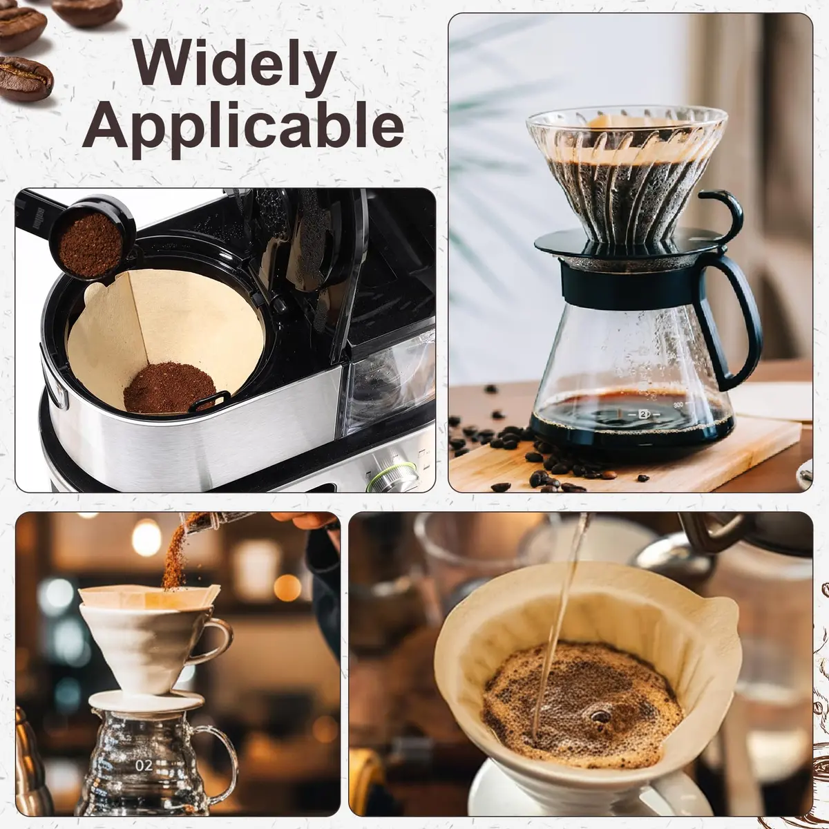 Prudiut #4 Cone Coffee Filters 8-12 Cup | Natural Wood Pulp, No-Clean, Compatible with Ninja - view 7