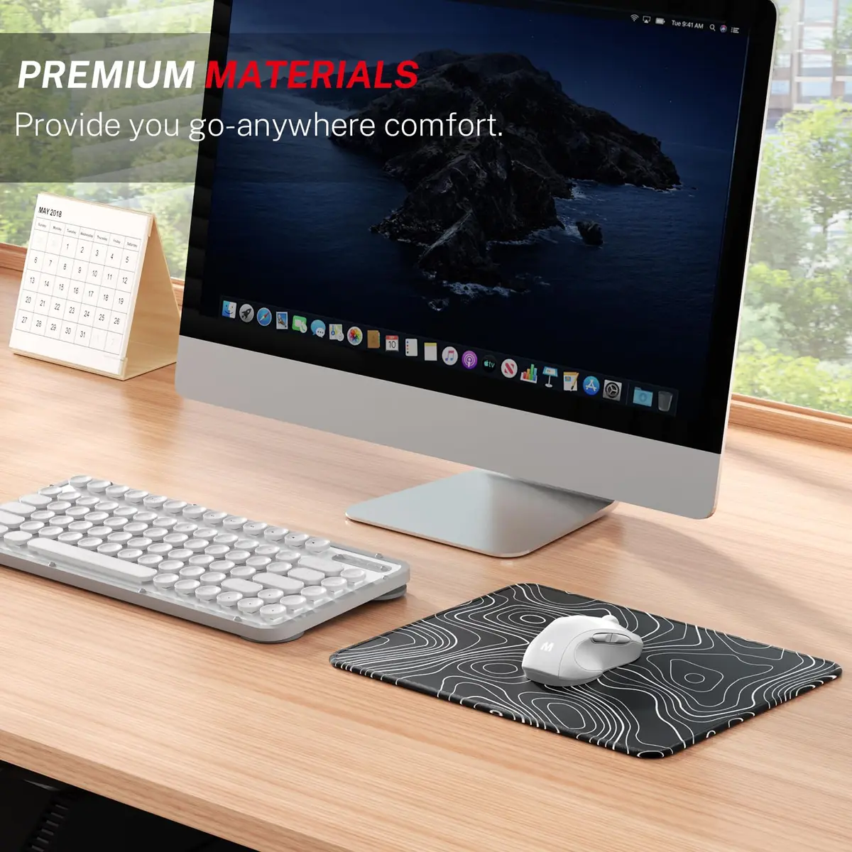 MROCO Essential Office & Gaming Mouse Pad, 21.59cm x 27.94cm (8.5 x 11 Inch), Black Topographic | Non-Slip Waterproof Design - view 6