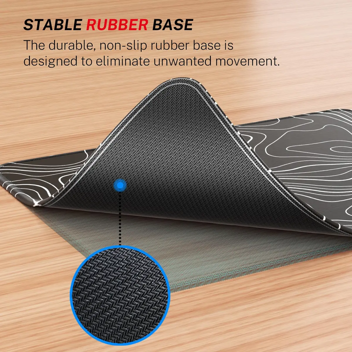 MROCO Essential Office & Gaming Mouse Pad, 21.59cm x 27.94cm (8.5 x 11 Inch), Black Topographic | Non-Slip Waterproof Design - view 4