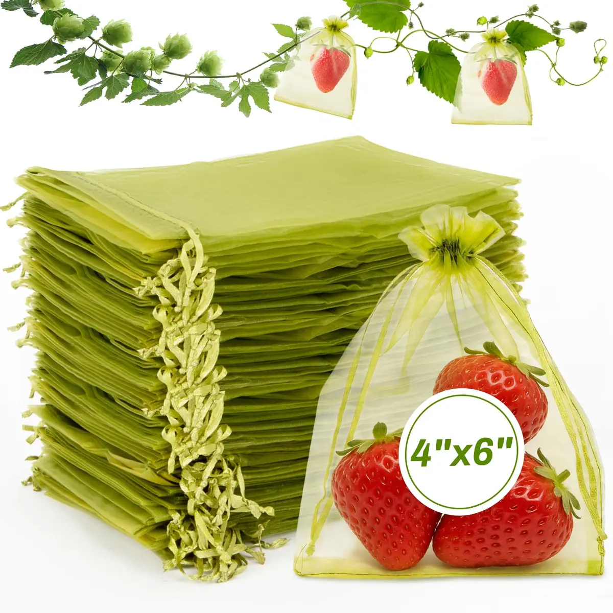 Sukh Fruit Protection Bags 4"x6" | Mesh Organza Fruit Cover for Tomatoes & Grapes, Reusable - main product image