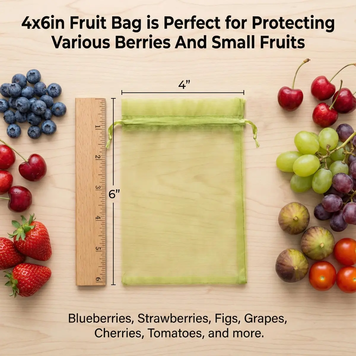 Sukh Fruit Protection Bags 4"x6" | Mesh Organza Fruit Cover for Tomatoes & Grapes, Reusable - view 5