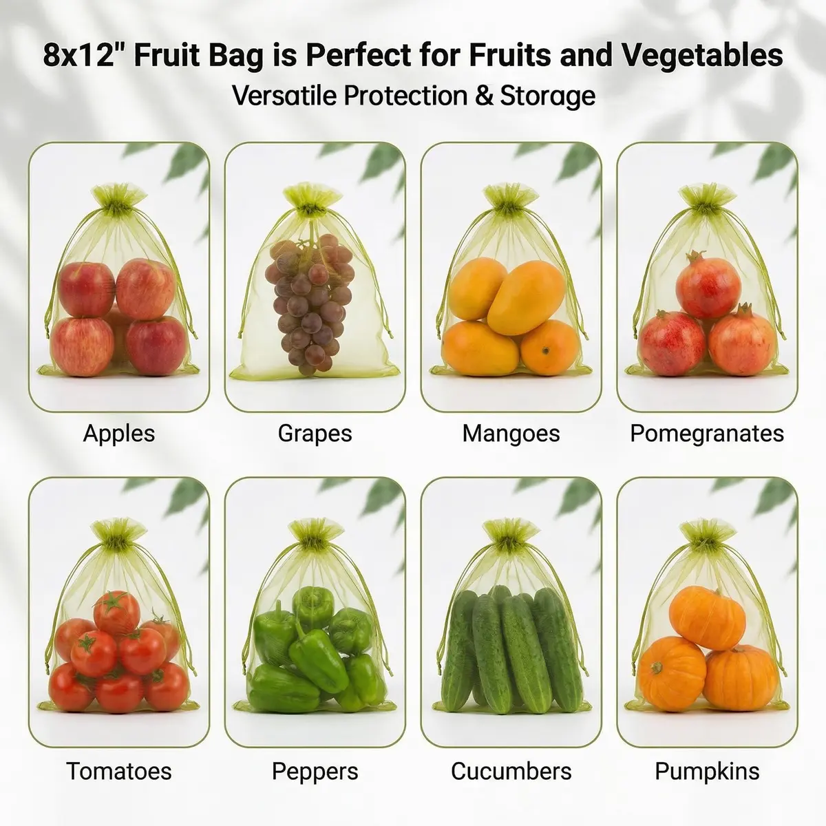 Sukh Fruit Protection Bags 8"x12" | Reusable Mesh Organza Bags for Fruits & Vegetables - view 6
