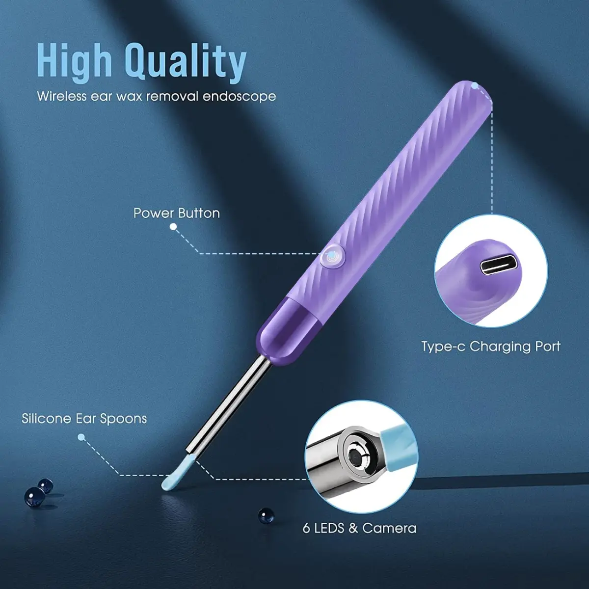 LEIPUT Ear Wax Removal Tool with 1080P Camera & 6 Ear Spoons | Rechargeable & Waterproof Otoscope - view 4