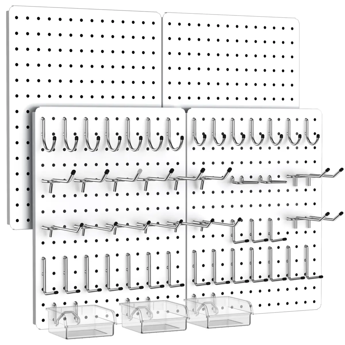 Hogurity Peg Board 4 Pack White Heavy Duty Metal Wall Panels | 12"×16" for Home & Garage - main product image