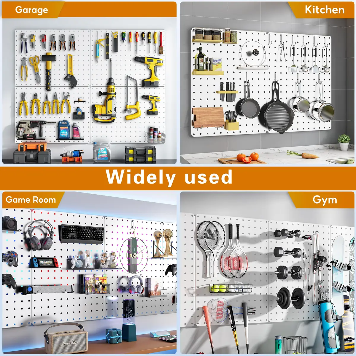 Hogurity Peg Board 4 Pack White Heavy Duty Metal Wall Panels | 12"×16" for Home & Garage - view 7