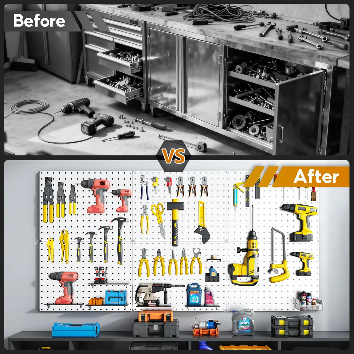 Hogurity Peg Board 112pcs Metal Organizer 16'' x 12'' White Wall Panel for Craft & Garage - view 5