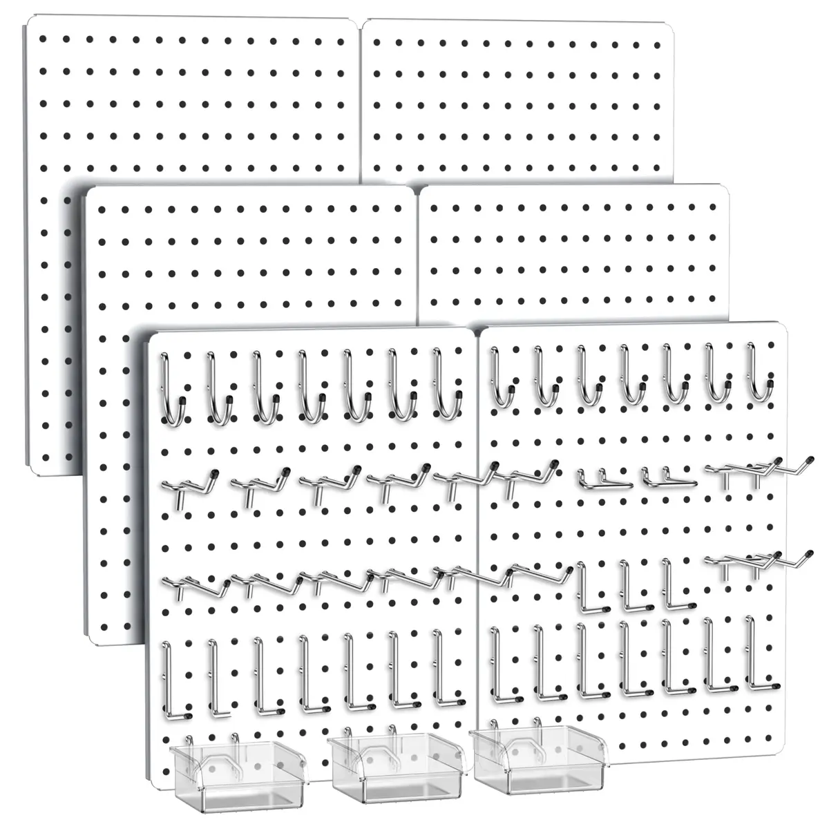 Hogurity Peg Board 112pcs Metal Organizer 16'' x 12'' White Wall Panel for Craft & Garage - main product image
