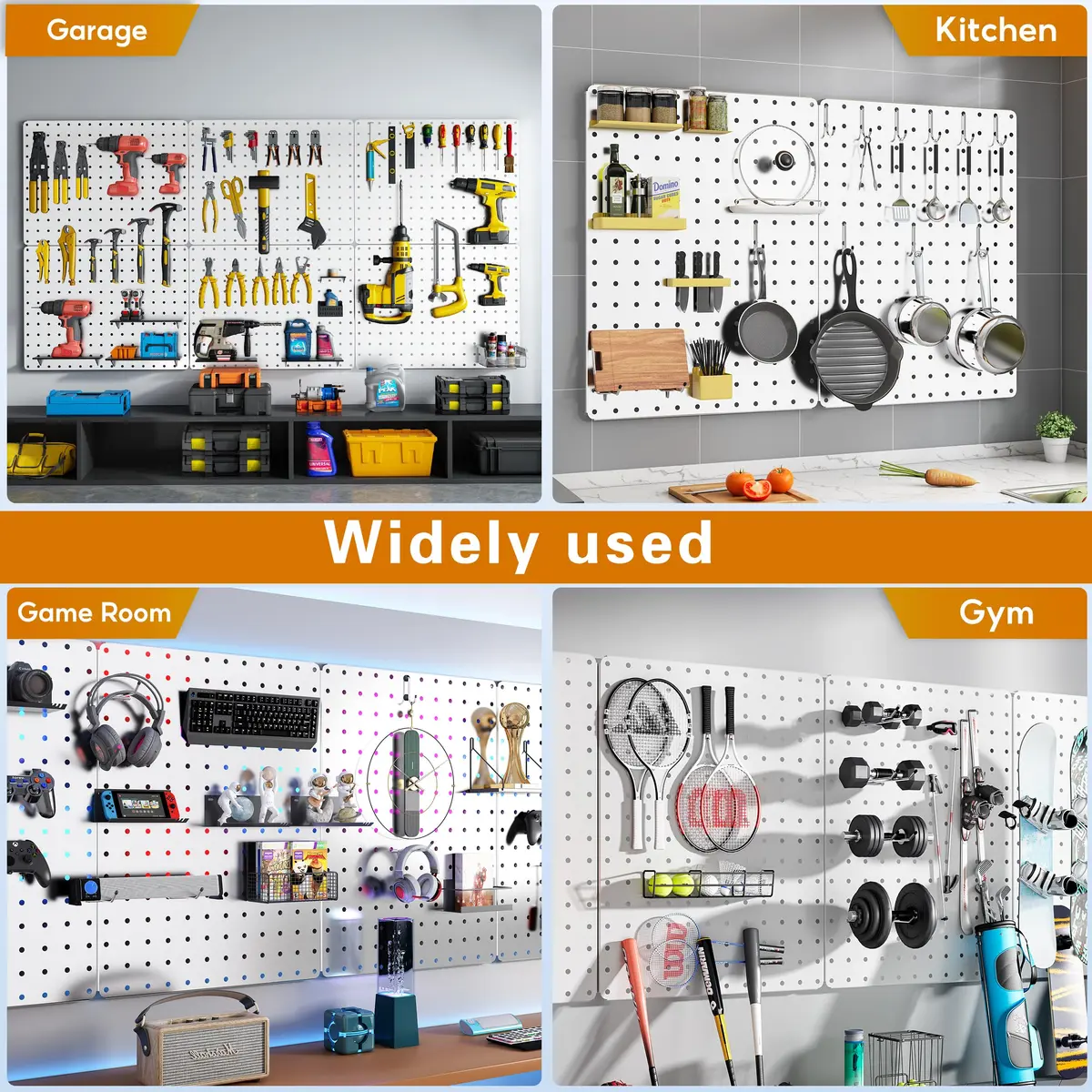 Hogurity Peg Board 112pcs Metal Organizer 16'' x 12'' White Wall Panel for Craft & Garage - view 7