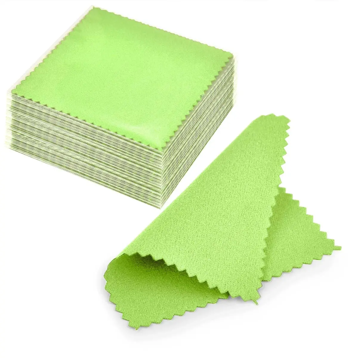SEVENWELL Green Jewelry Cleaning Cloth 8cm x 8cm | Polishes Sterling Silver, Gold, Platinum - main product image