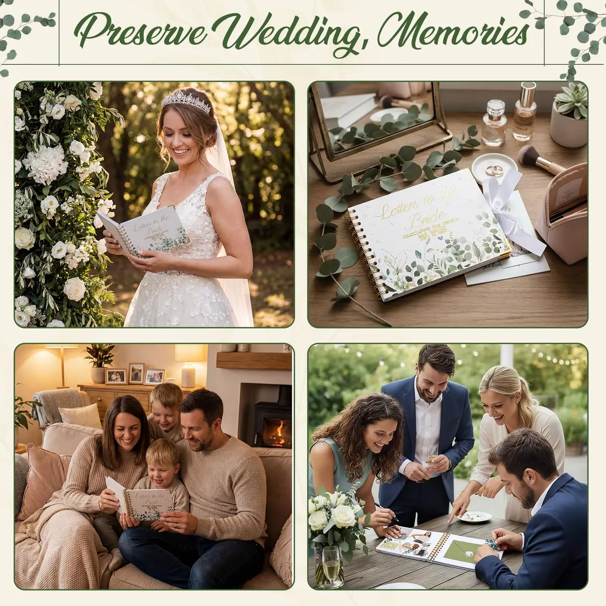 Humyoun Letters to Bride Scrapbook 8.5 x 7 Inch Eucalyptus Green | Wedding Memory Keepsake - view 7