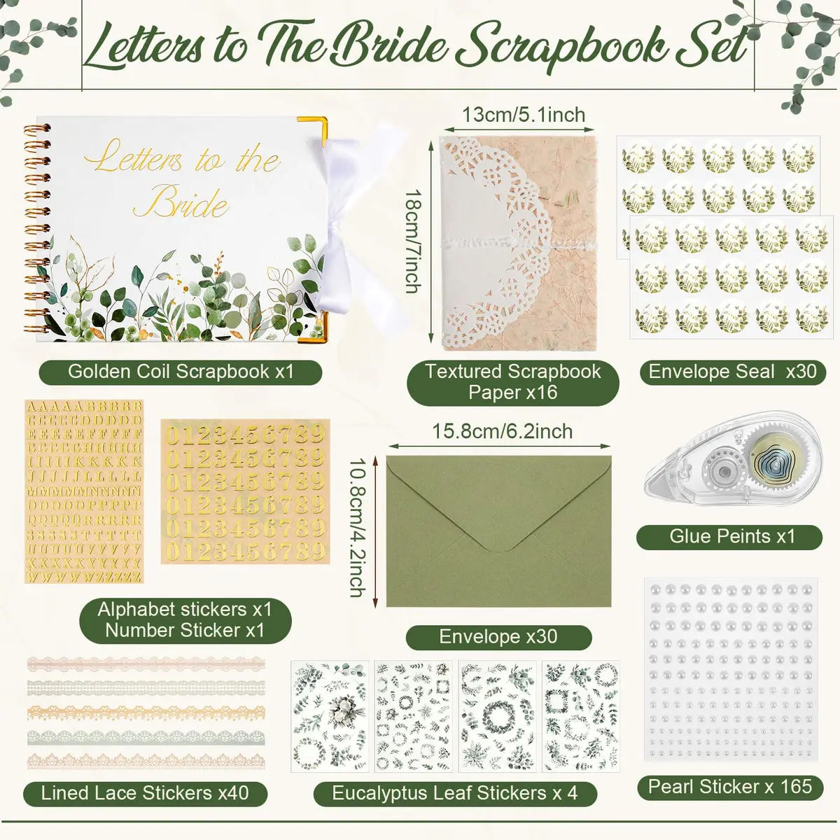 Humyoun Letters to Bride Scrapbook 8.5 x 7 Inch Eucalyptus Green | Wedding Memory Keepsake - view 2